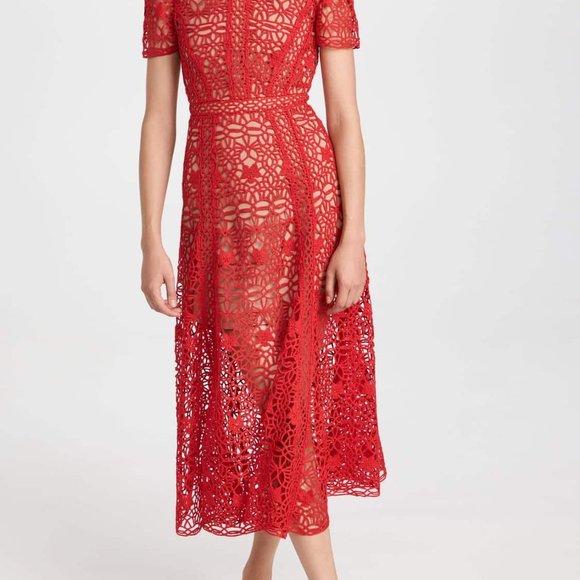 Self Portrait Guipure Lace Midi Dress - Picture 2 of 9